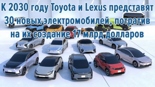 К 2030 году Toyota и Lexus представят 30 новых электромобилей, потратив на их создание более 17 млрд долларов